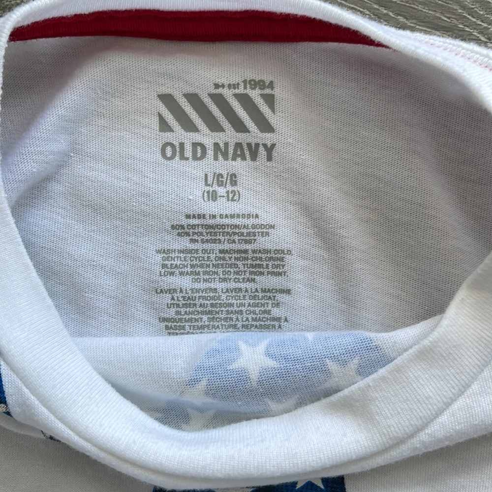 USA American Vintage White Graphic 🇺🇸 Flag Tie T-Shirt-Large - Picture 2 of 3